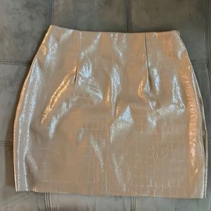 Mocha Colored Patent Leather Snakeskin Short Skirt